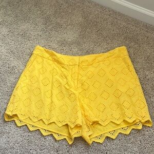 Yellow lace shorts